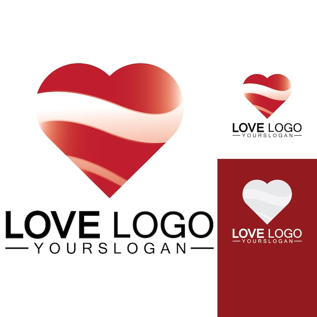 愛のロゴデザインハート形のロゴデザインベクトル