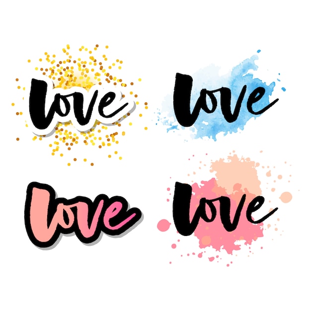 Love logo lettering logo calligraphy set