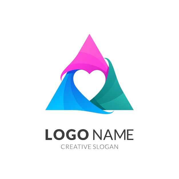 логотип любви, современный стиль логотипа в ярких градиентных тонах