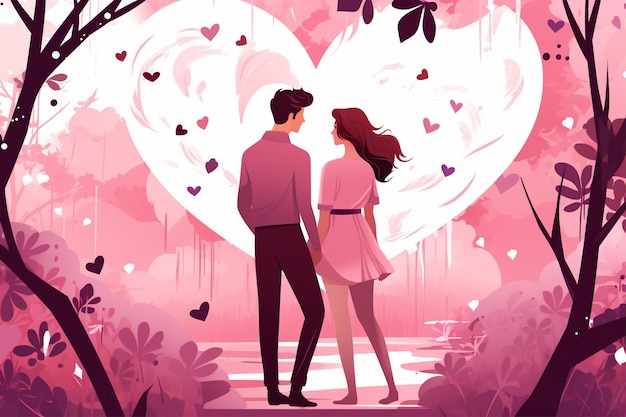 Vector love lovers illustration with a heart shape