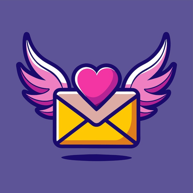 Vector love mail letter message envelope hand drawn flat stylish cartoon sticker icon concept isolated