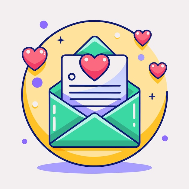 Vector love mail letter message envelope hand drawn flat stylish cartoon sticker icon concept isolated