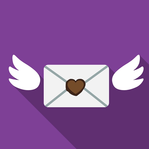 Love mail with wings flat icon illustration isolated vector sign symbol