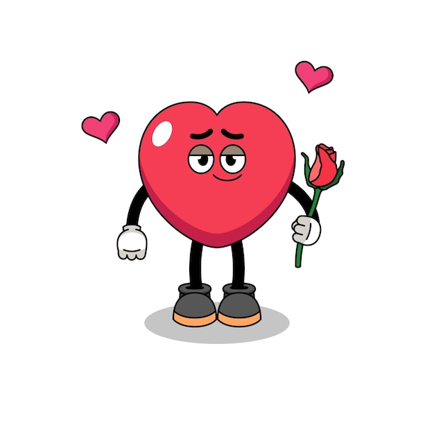 Vector love mascot falling in love character design