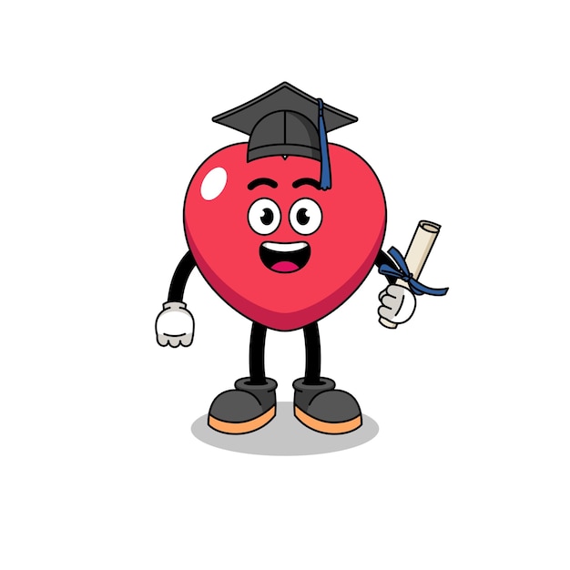 Love mascot with graduation pose character design