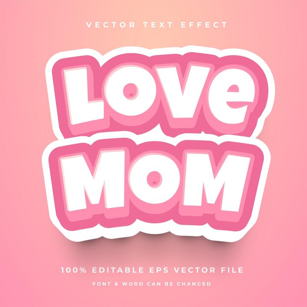 Love mom cartoon bewerkbaar teksteffect