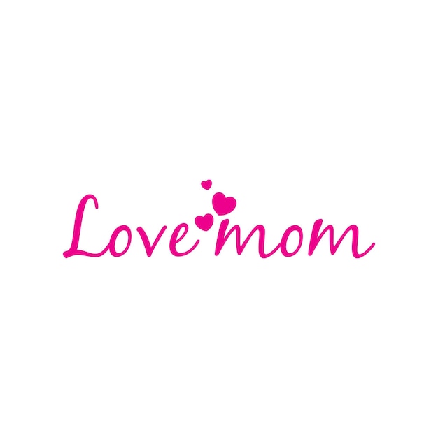 Love mom logo template icon symbol vector pink color illustration design