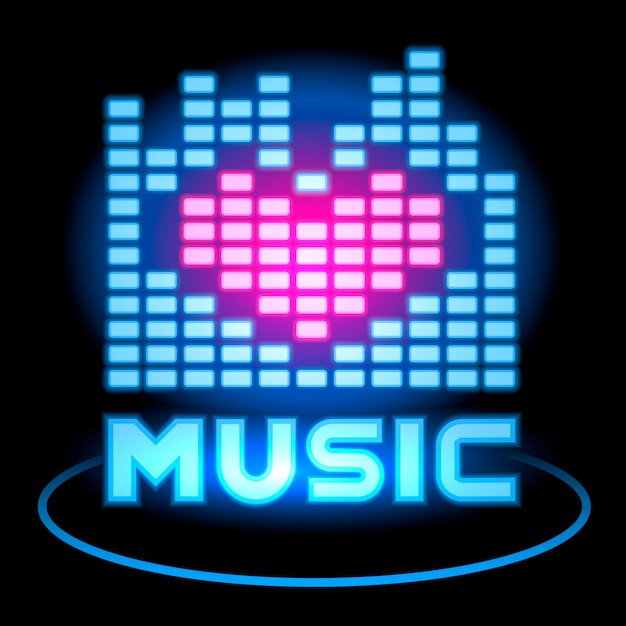 Love music blue neon equalizer