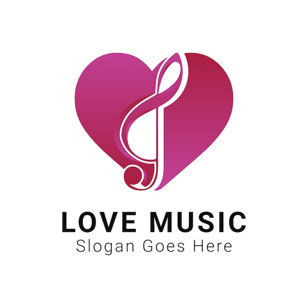 Vector love music logo design love heart logotype