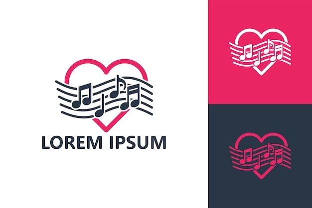 Love music logo template design vector