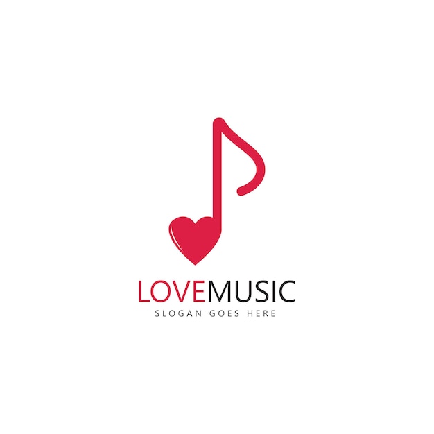 Vettore del modello di logo di musica di amore
