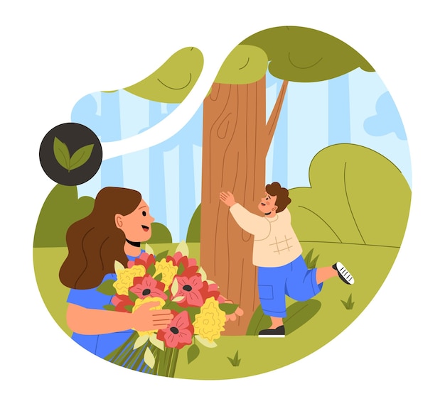 Love nature kids vector concept