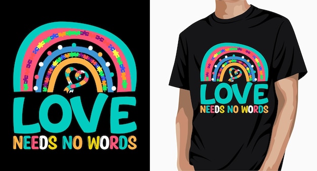 Vettore l'amore non ha bisogno di parole design t-shirt arcobaleno