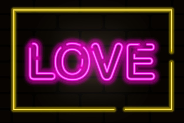 love neon pink. Red heart. Concept graphic design element. Vector illustration. stock image. EPS 10.