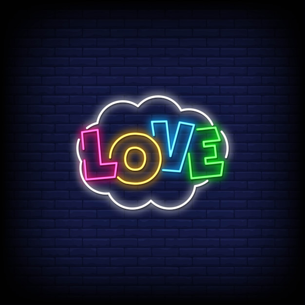 Vector love neon signs text style