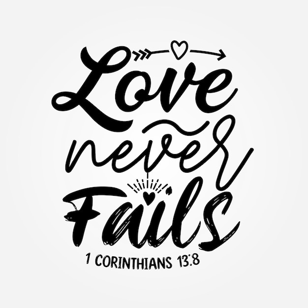 Love never fails Religious motivational typography quotes