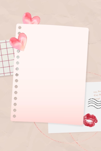 Love notepaper on wrinkled paper background vector