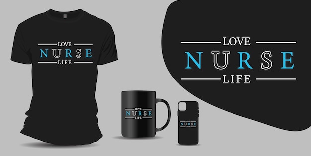 Дизайн футболки с типографикой Love Nurse Life