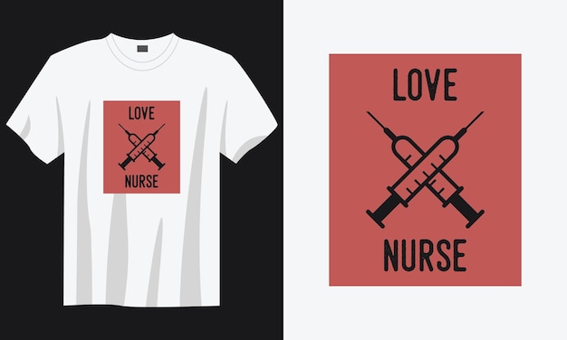 love nurse vintage typography lettering nurse tshirt design illustration