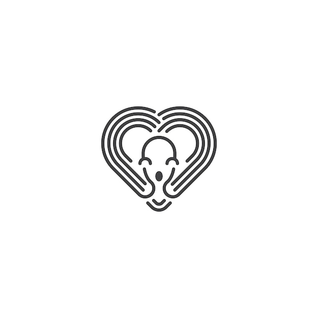 Vector love octopus, squid heart. vector logo icon template