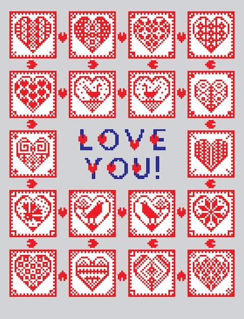 Love ornament greeting card in ethnic style