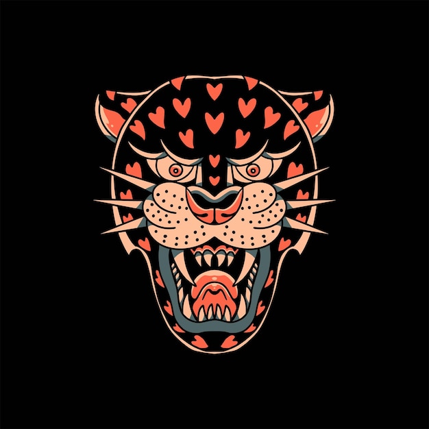 love panther tattoo vector design