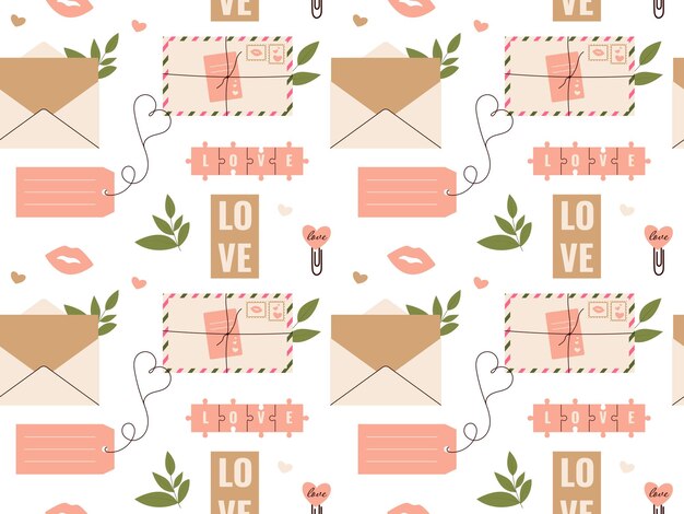 Vector love paper letter seamless pattern mail vector illustration