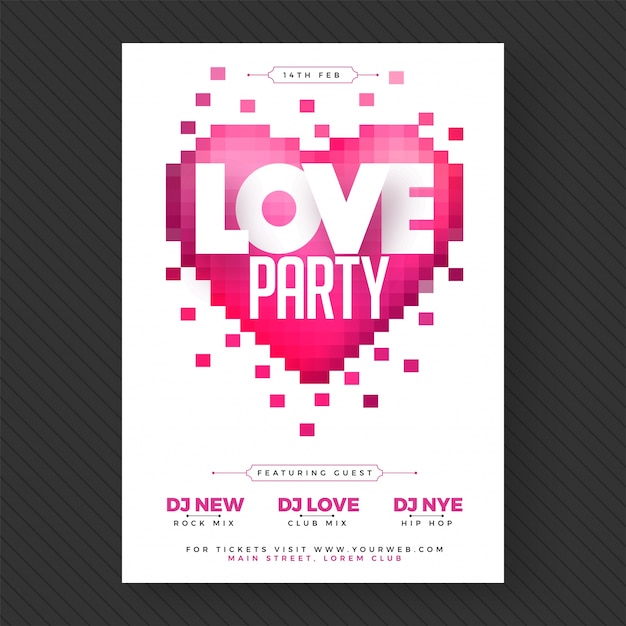 Vector love party banner of flyer.