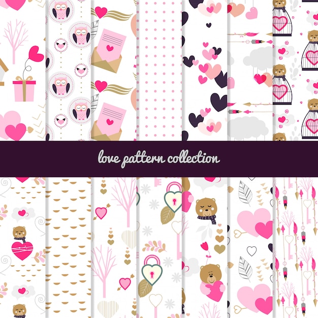 Vector love pattern collection