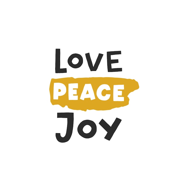 Love peace joy. christmas card. hand drawn illustration in cartoon style concept for xmas