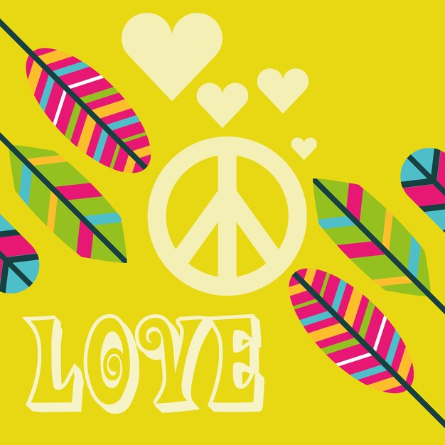 Love peace sign feathers ornament free spirit