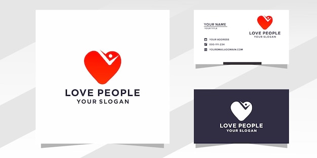 Vector love people logo with business card template