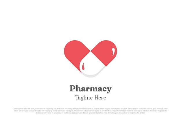 Love pharmacy logo design illustration Silhouette of medicine medical health pill tablet pharmacy c