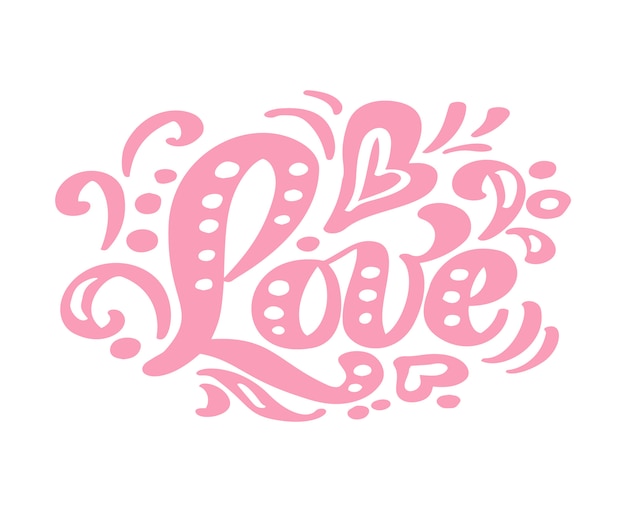 Vector love pink calligraphy lettering