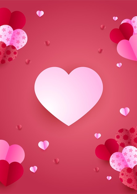 Love pink red heart shapes abstract background