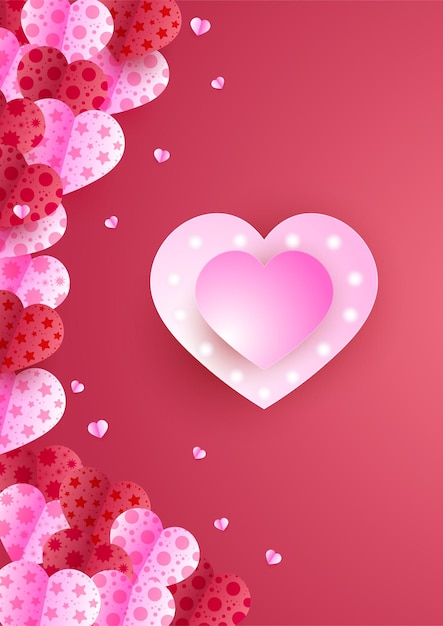 Premium Vector | Love pink red heart shapes abstract background Premium Vector | Love pink red heart shapes abstract background