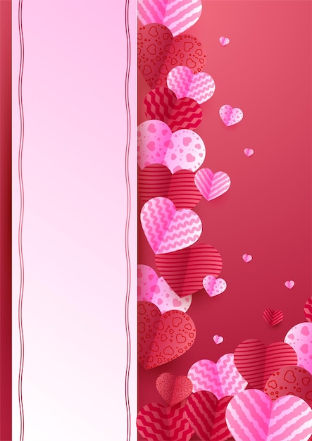 Vector love pink red heart shapes abstract background