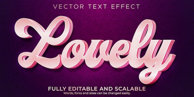 Vector love pink text effect, editable light and soft text style