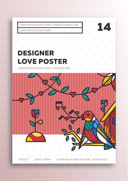 Vector love poster with flat style elements