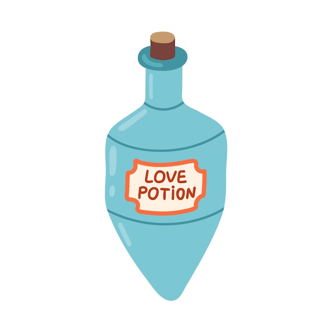 Vector love potion bottle isolated on white cartoon vector illustration of glass jar valentines day icon