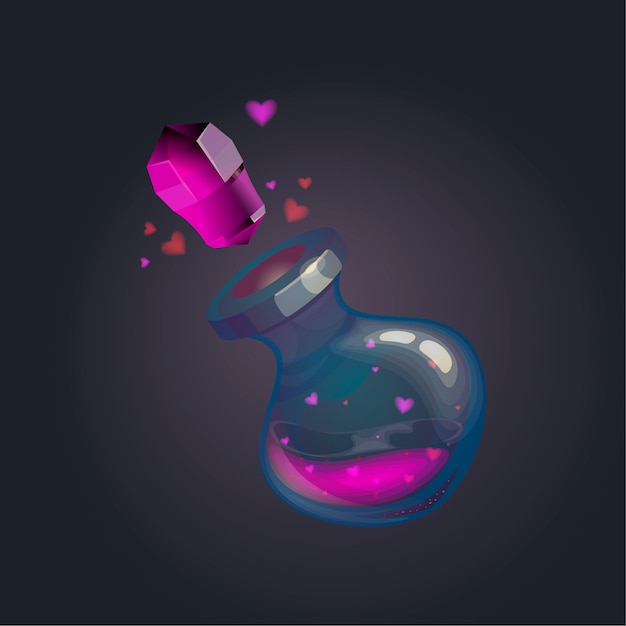 Vector love potion in a glass bottle