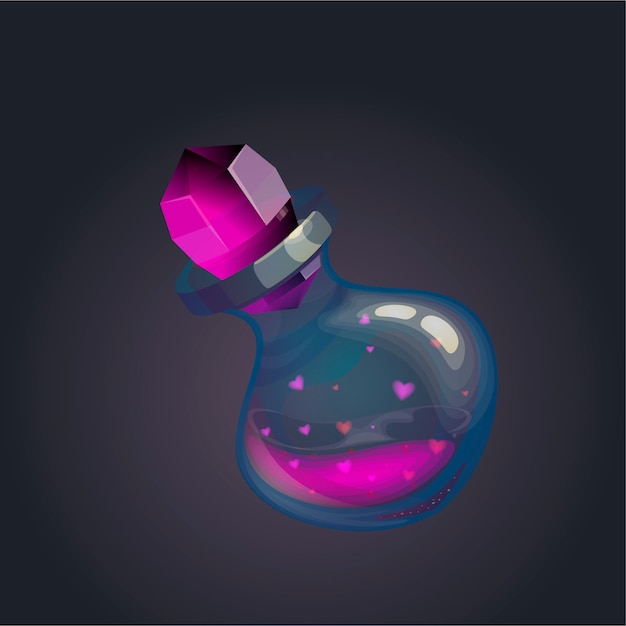 Vector love potion in a glass bottle