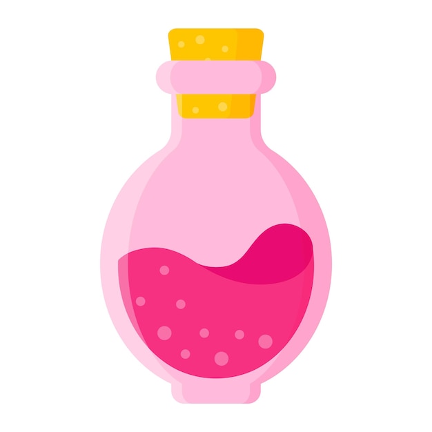 Love potion in pink oval bottle for the wedding or valentine day.