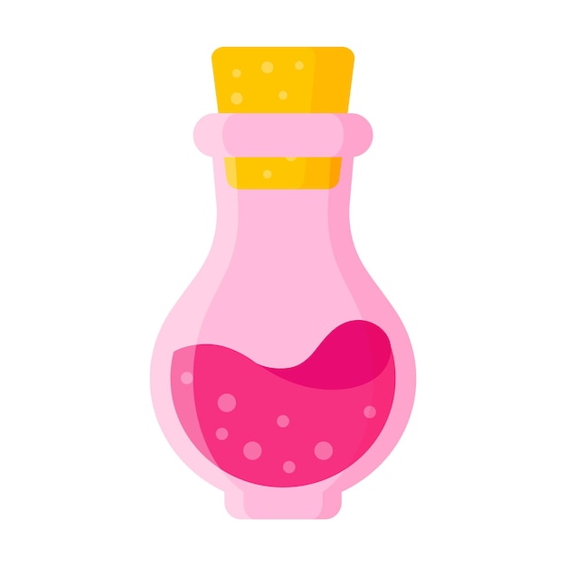 Pozione d'amore in piccola bottiglia rotonda rosa per il matrimonio o il giorno di san valentino.