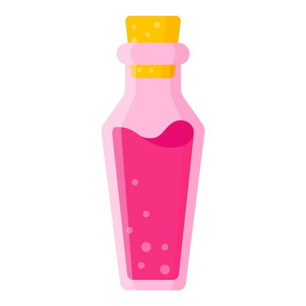 Love potion in pink small trapeze bottle for the wedding or valentine day.