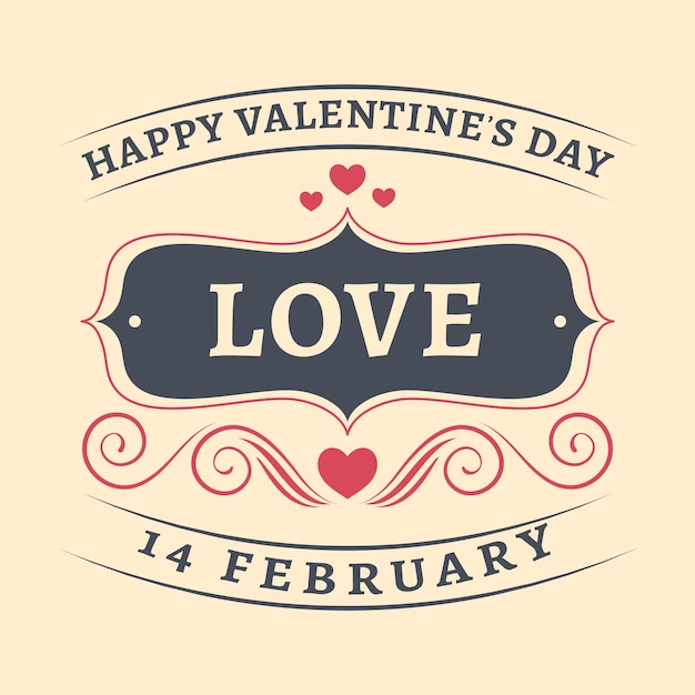 Vector love quote with hearts on beige background for happy valentine's day concept