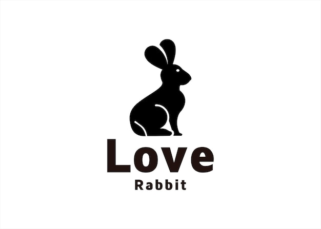 Любовь кролик логотип дизайн шаблона