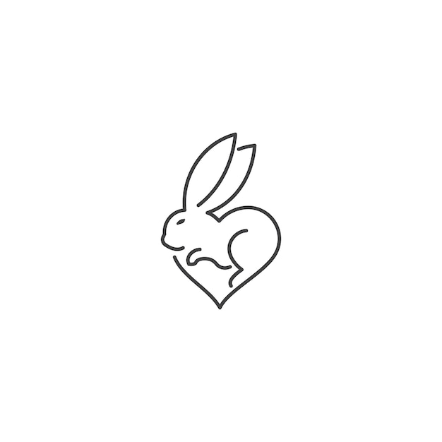 Love rabbit Vector logo icon template