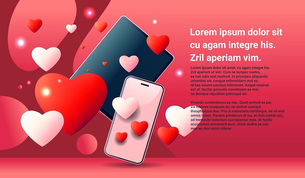 디지털 가제트 해피 발렌타인 데이 휴일 축하에 붉은 마음을 사랑