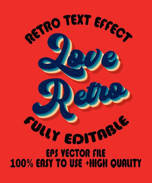 Love Retro-teksteffect, bewerkbare typografie